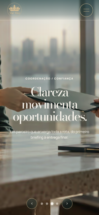Página inicial da Vis Vitri em português, vista no celular